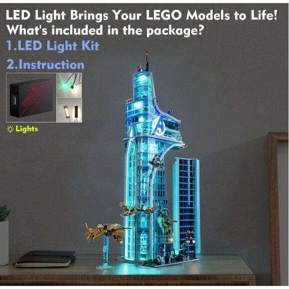 LED Light Kit Compatible with Lego Avengers Tower 76269, Lighting only - Picture 2 of 5
